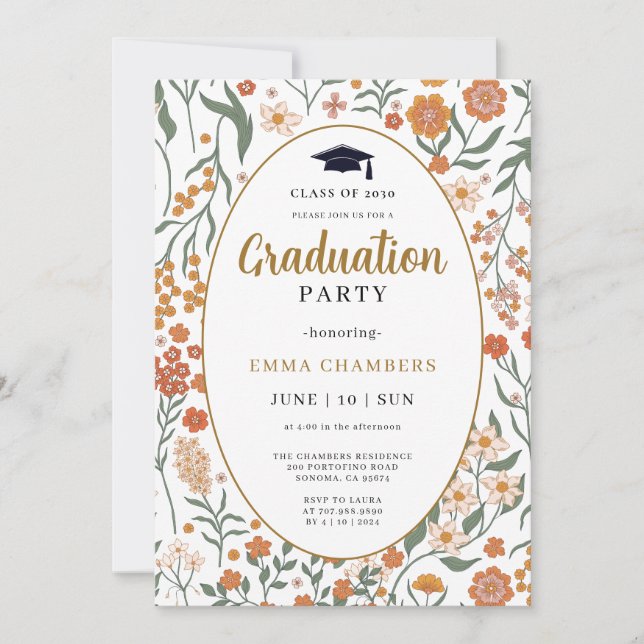 Stylish Spring Wildflower Garden Invitation (Front)