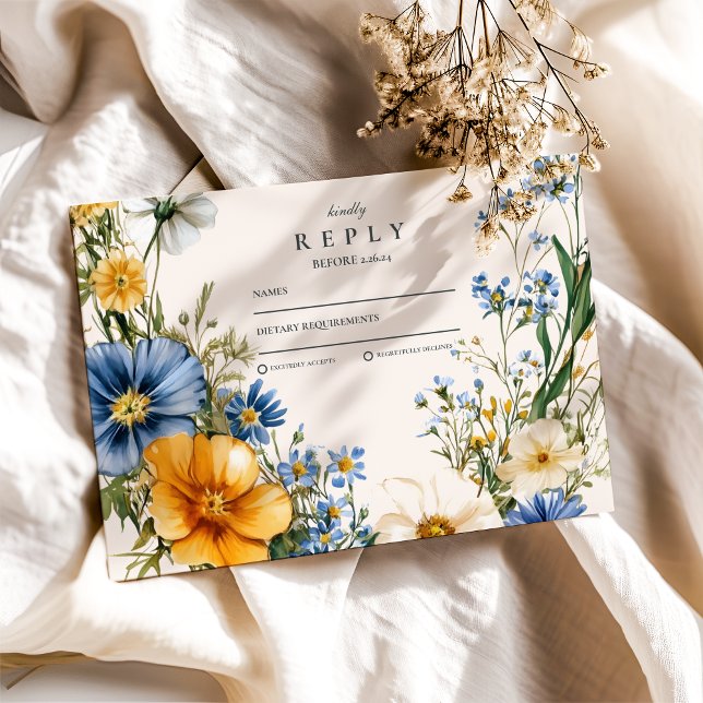 Stylish Spring Wildflower Meadow Garden Graduation RSVP Card (Creator Uploaded)