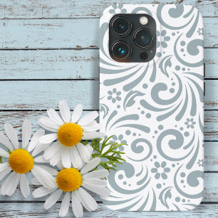 Stylish Springtime Blue and White Decorative iPhone 13 Pro Case