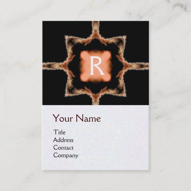 STYLISH SQUARE MONOGRAM red brown white,black Business Card (Front)