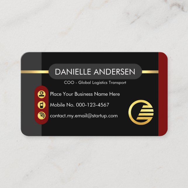 Stylish Startup Global Enterprise COO Business Card (Front)