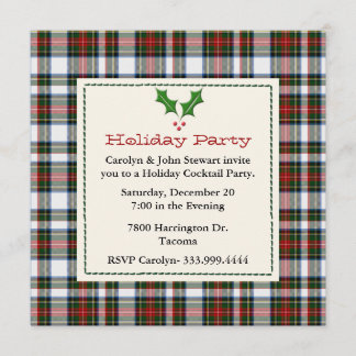 Stylish Stewart Dress Tartan Custom Holiday Party Invitation
