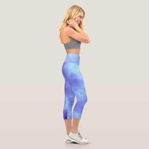 Stylish Storm cloud effect Blue Capri Leggings