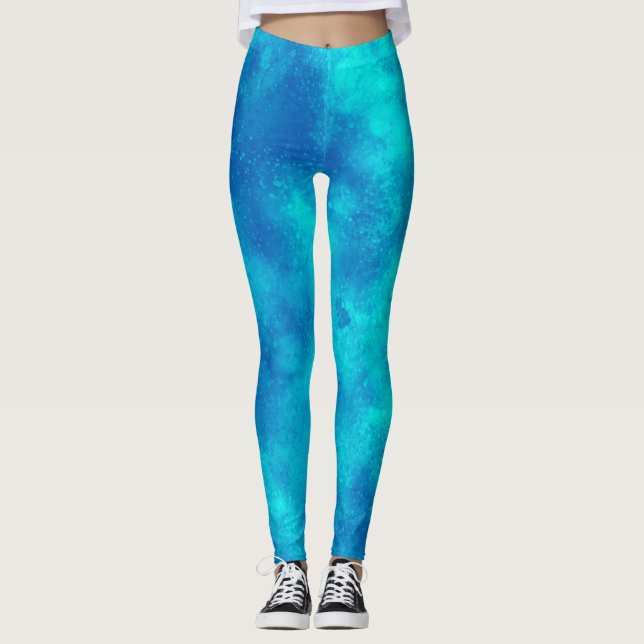 Stylish Storm cloud effect Blue  Leggings (Front)