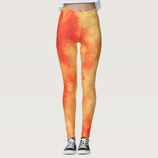 Stylish Storm cloud effect orange  Leggings (Front)