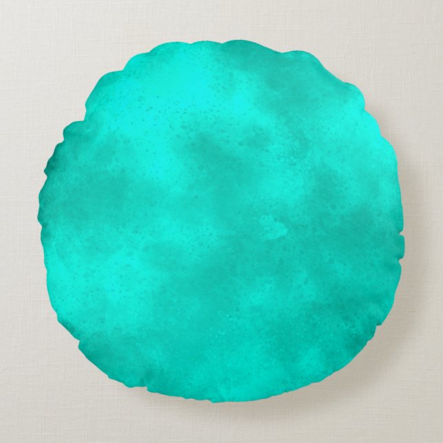 Stylish Storm cloud effect pattern Emerald Green Round Pillow (Front)