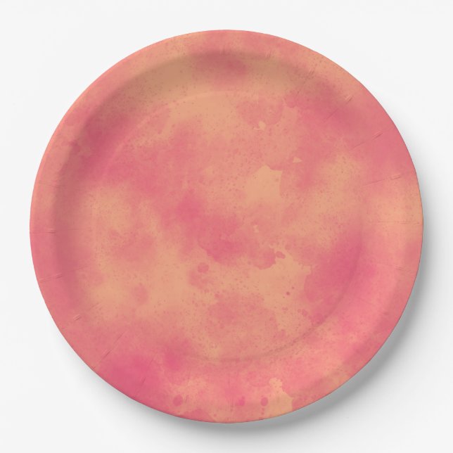 Stylish Storm cloud effect Peach  Paper Plate (Front)