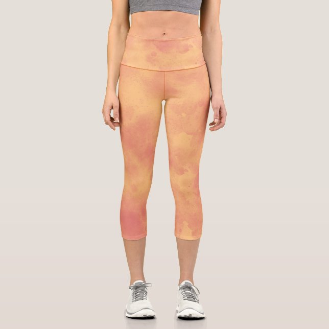 Stylish Storm cloud effect  Tropical Sunrise  Capri Leggings (Front)