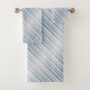 Stylish striped grey-blue  bath towel set