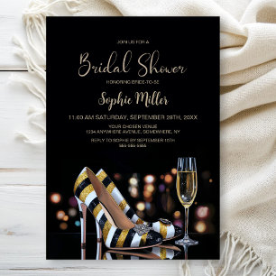 Stylish Striped High Heel Shoes Bridal Shower Invitation