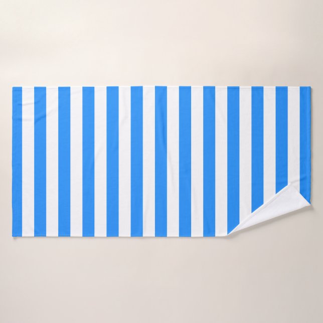 Stylish Striped White and Bright Blue (Serviette de bain)