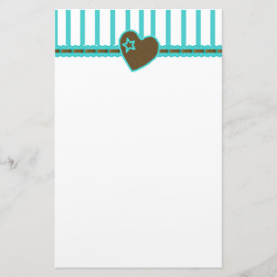Stylish Stripes and Heart Personal Stationery