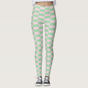 Stylish Stripes Pattern Pink Green Leggings