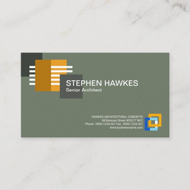 Stylish Structural Lines Building Blocks Architect Business Card (Front)