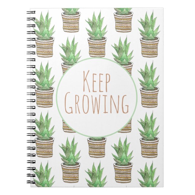Stylish Succulent Keep Growing Encouraging Notebook (Front)