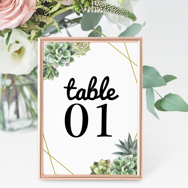 Stylish Succulent Wedding Table Number (Creator Uploaded)