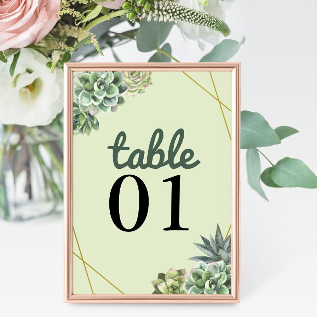 Stylish Succulent Wedding Table Number (Creator Uploaded)