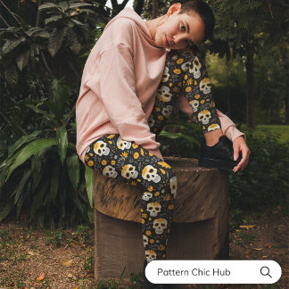 Stylish Sugar Skull Floral Casual Sports Yoga Capri Leggings