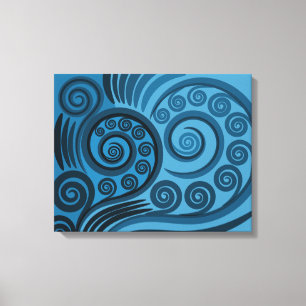 Stylish Summer-Blue Fern Frond Curls Canvas Print