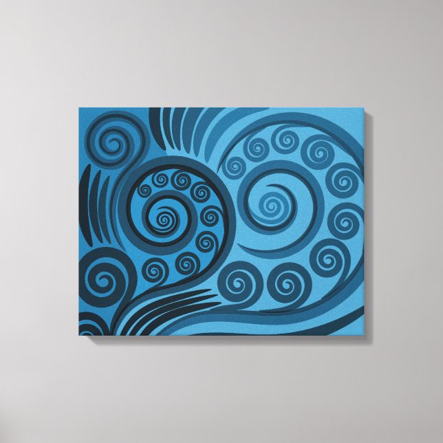 Stylish Summer-Blue Fern Frond Curls Canvas Print (Front)