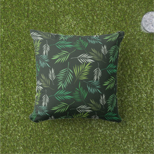 Stylish Summer Green Tropical Palm Leaves  Outdoor Pillow