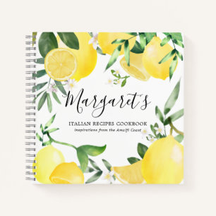 Stylish Summer Lemon Yellow Recipe Cookbook Notebook