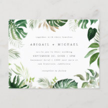 Stylish Summer Watercolor Tropical Foliage Wedding