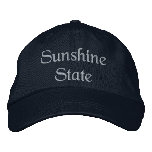 Stylish SUNSHINE STATE Adjustable-Hat Navy Travel Embroidered Hat (Front)