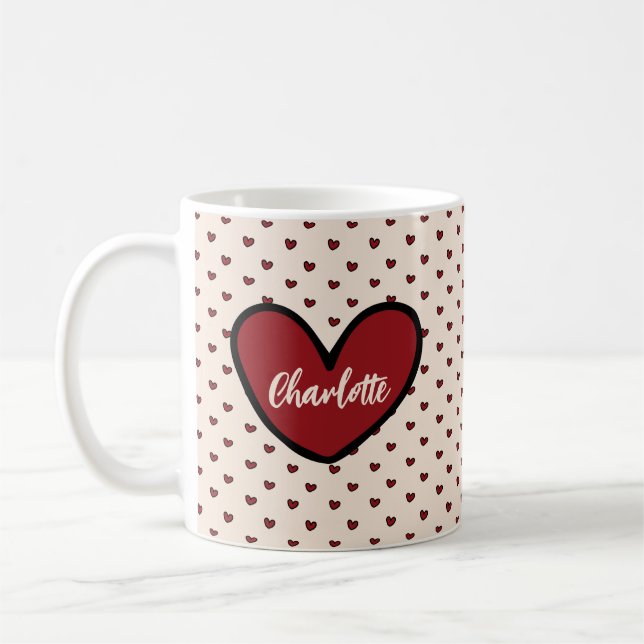 Stylish Sweet Heart Personalized gifts template  Coffee Mug (Left)