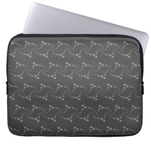 Stylish swirling silver polka dots on grey laptop sleeve