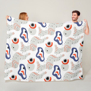 Stylish Swirls and Curbs Abstract Pattern Fleece Blanket