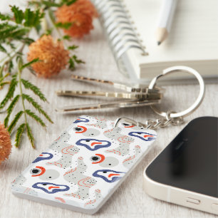 Stylish Swirls and Curbs Abstract Pattern Keychain