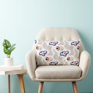 Stylish Swirls and Curbs Abstract Pattern Lumbar Pillow