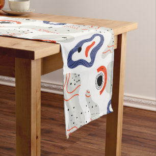 Stylish Swirls and Curbs Abstract Pattern Medium Table Runner