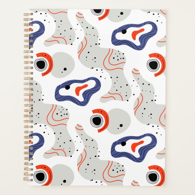 Stylish Swirls and Curbs Abstract Pattern Planner (Front)