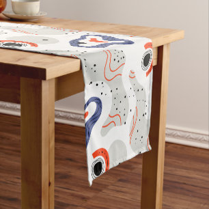 Stylish Swirls and Curbs Abstract Pattern Short Table Runner