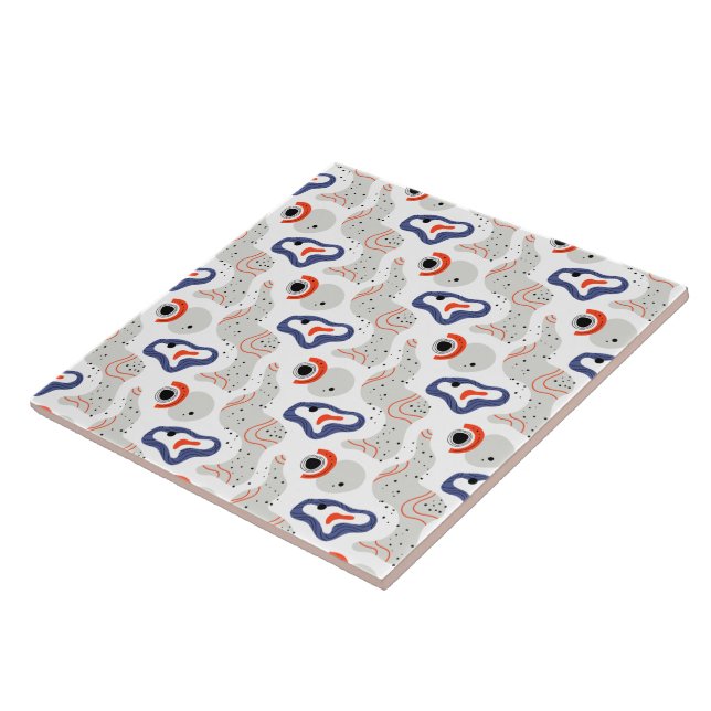 Stylish Swirls and Curbs Abstract Pattern Tile (Side)
