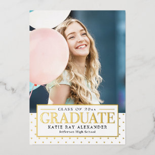 Stylish Tag Foil Graduation Announce Invitation