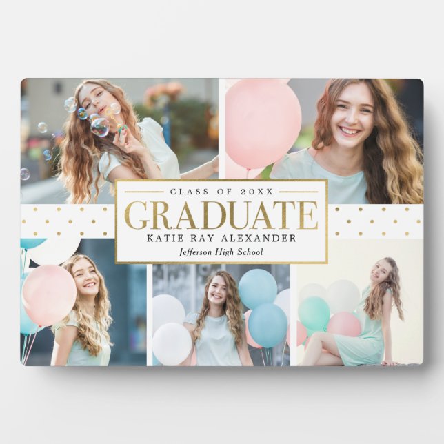 Stylish Tag Graduation Photo Gift Desktop Plaque (Front)