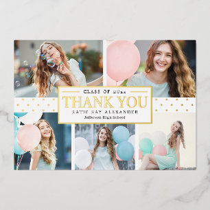 Stylish Tag Real Foil Graduation Thank You Card