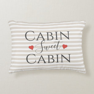 Stylish Tan Cabin Sweet Cabin Quote Decorative Accent Pillow