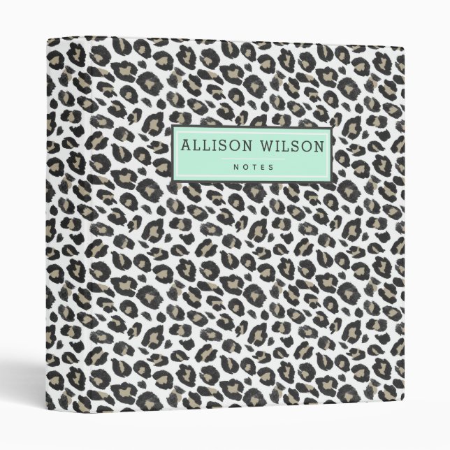 Stylish Tan Leopard Print Binder (Front/Spine)