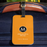 Stylish Tangerine Orange Monogram Name Luggage Tag<br><div class="desc">Bold Tangerine Orange Monogram Name Black White Monogram Initial Stylish Luggage Tag for your travels and vacation,  customize this stylish bag tag it with your own initial monogram name and title or custom text.</div>