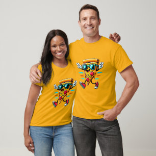 Stylish tasty pizza slice character adds energy T-Shirt