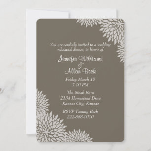 Stylish Taupe Wedding Rehearsal Dinner Invitation