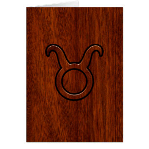 Stylish Taurus Zodiac Sign on Mahogany like print