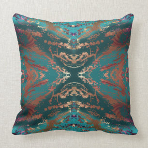 Stylish Teal and Bronze Throw Pillow