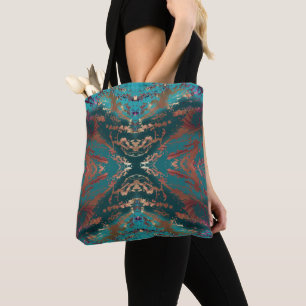 Stylish Teal and Bronze Tote Bag