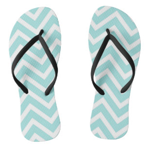 Stylish Teal Blue Chevron Pattern Flip Flops