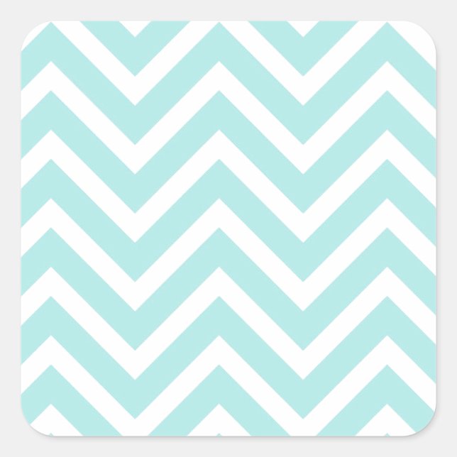 Stylish Teal Blue Chevron Pattern Square Sticker (Front)